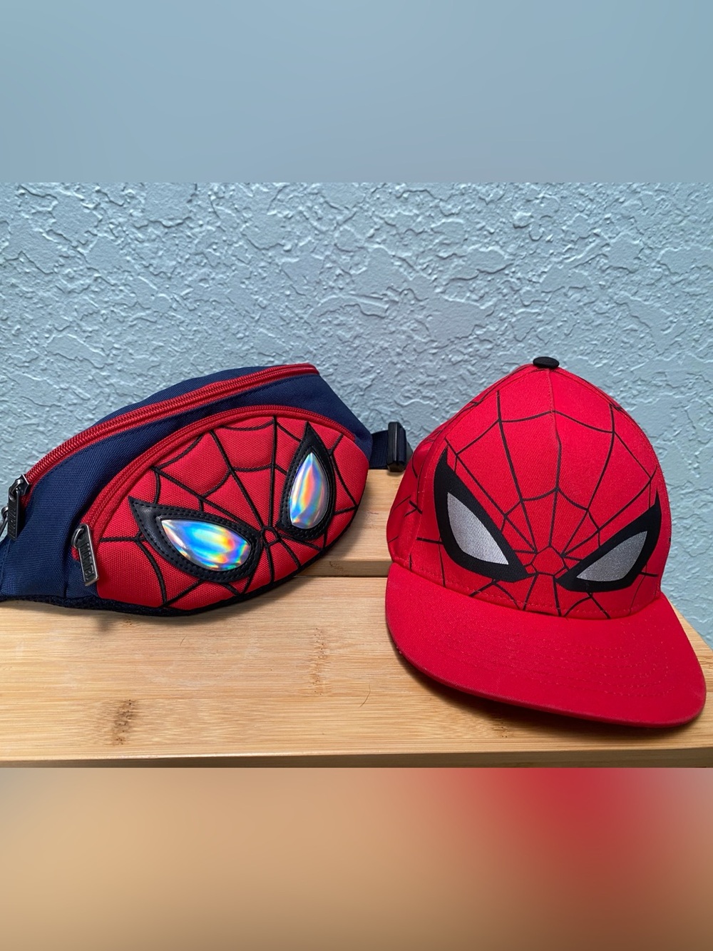 Kids Red Spider-Man Face Cap and Waist Bag Set